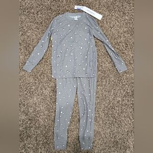 HUE Girlz Penguin Gray Pajama Set Soft Knit Fabric Size 10 NWT